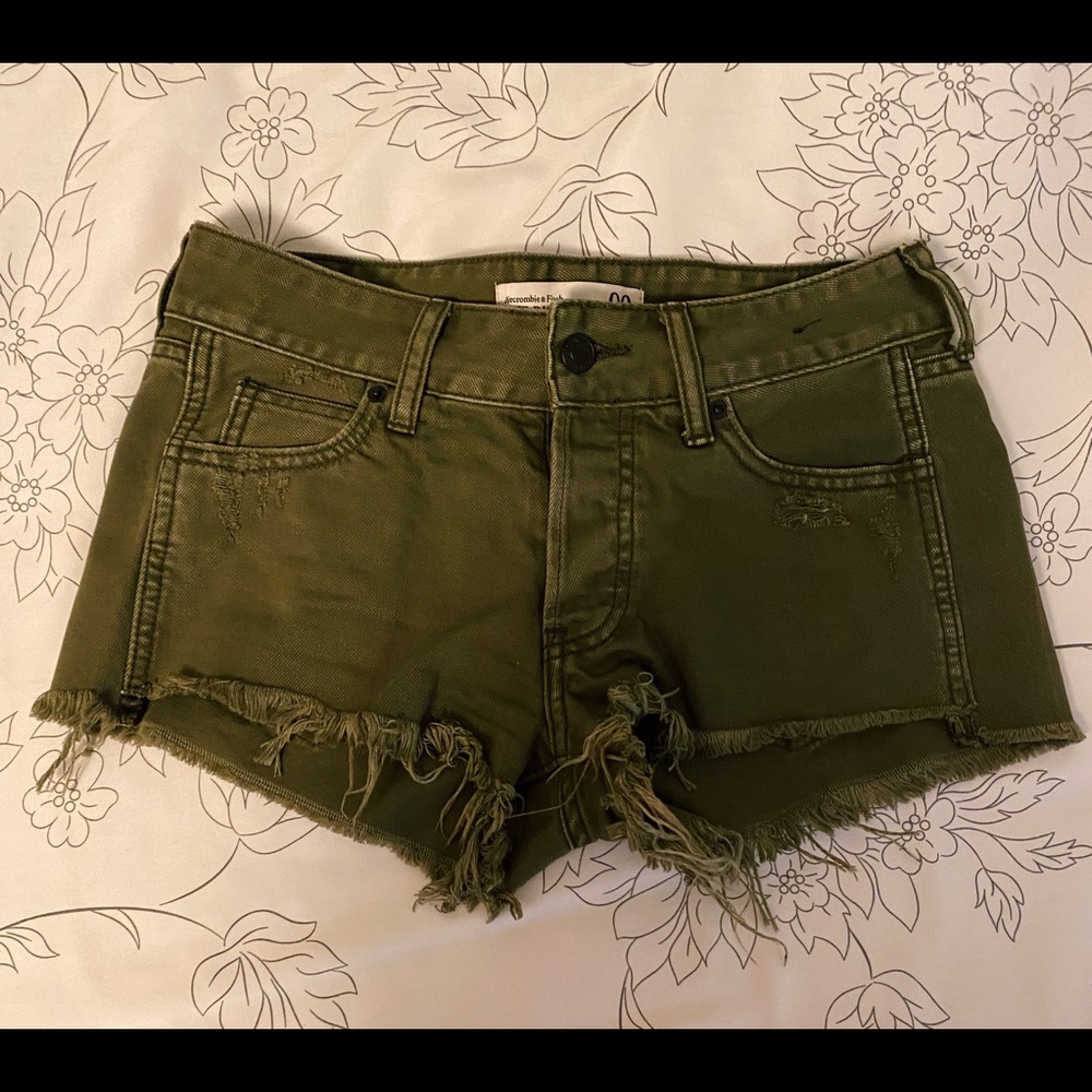 Abercrombie Green Denim Shorts